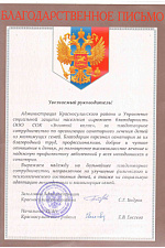 Благодарность Красный Сулин 1